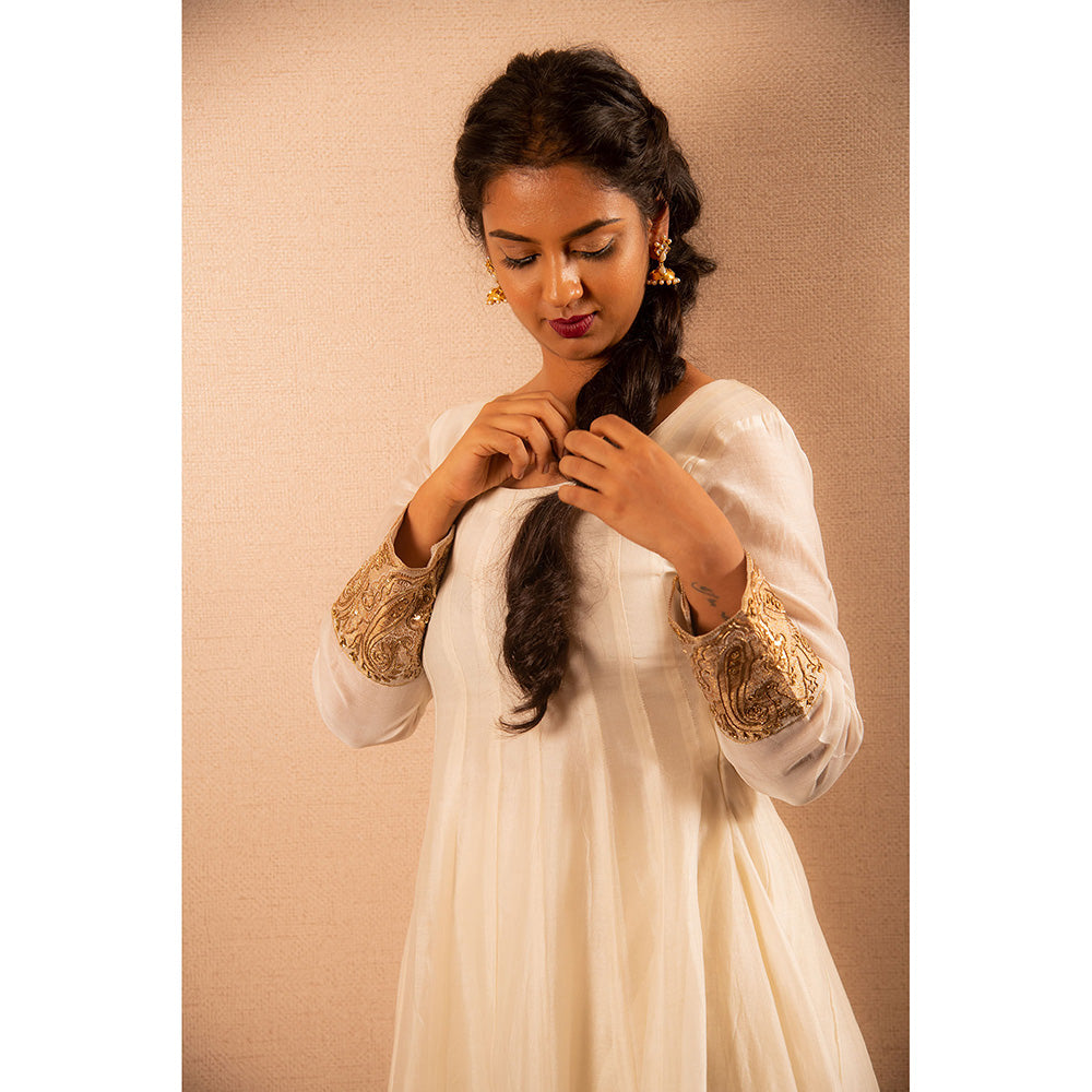 LABEL KIARSH White Chanderi Flared Kurta