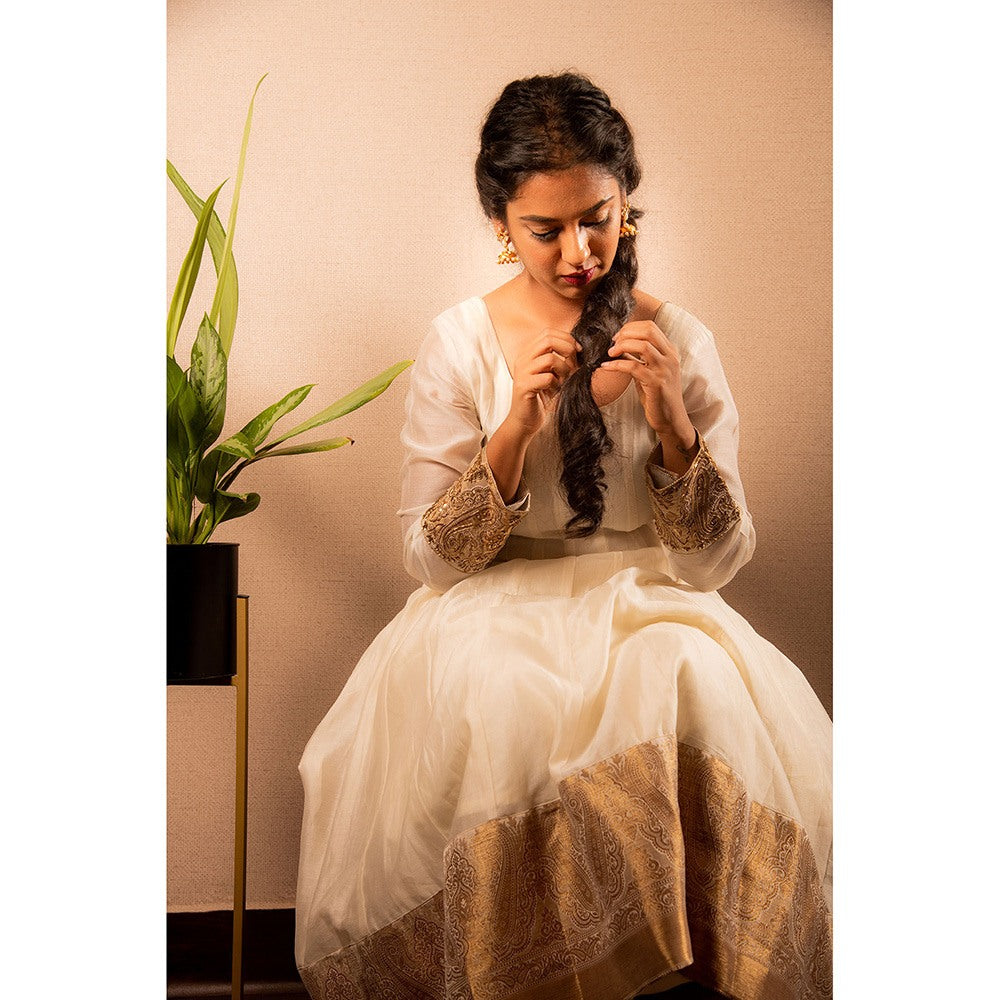 LABEL KIARSH White Chanderi Flared Kurta