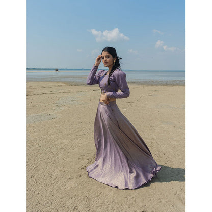 LABEL KIARSH Full Sleeved Lavender Lehenga and Choli (Set of 2)