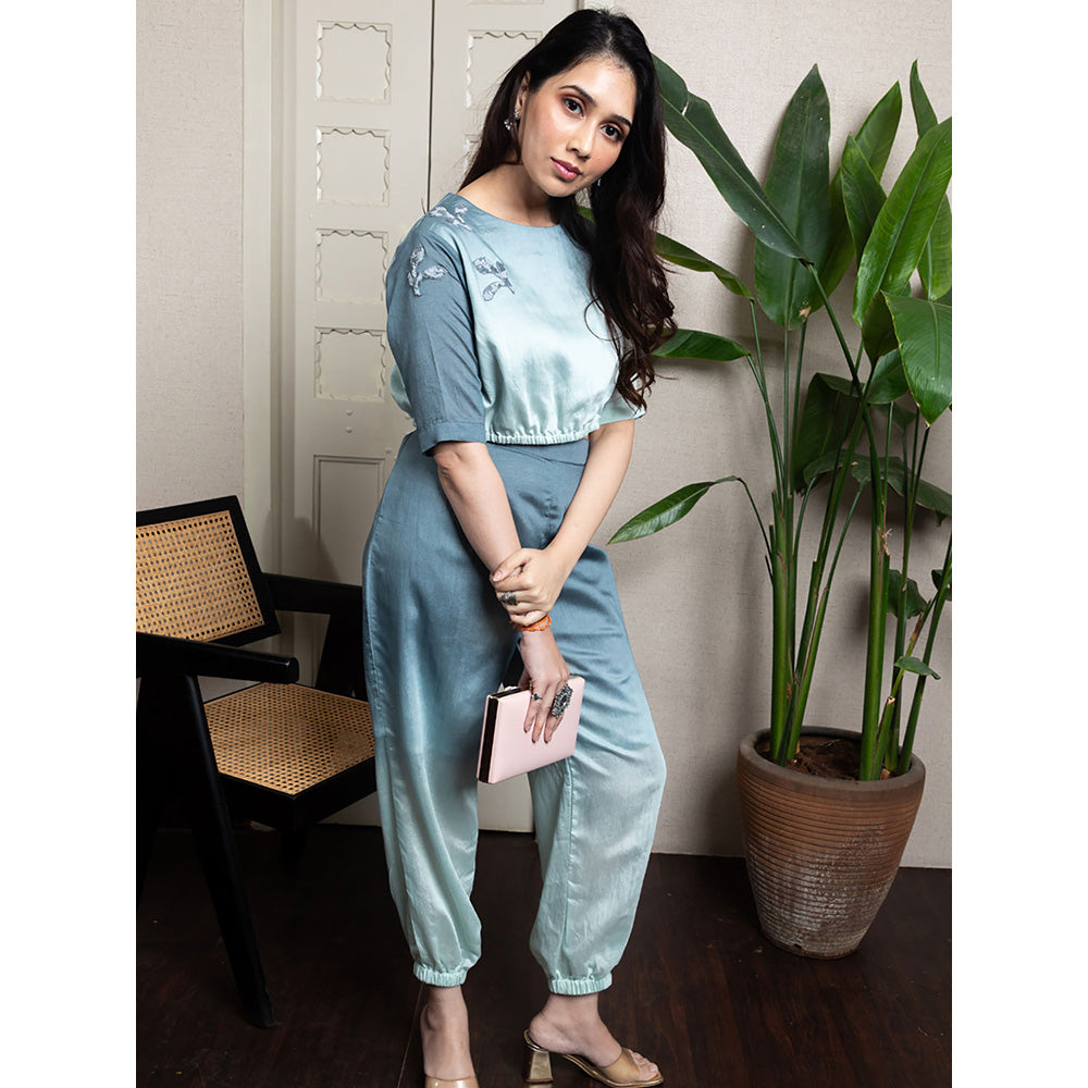 LABEL KIARSH Ombre Ocean Blue Co-Ord (Set of 2)
