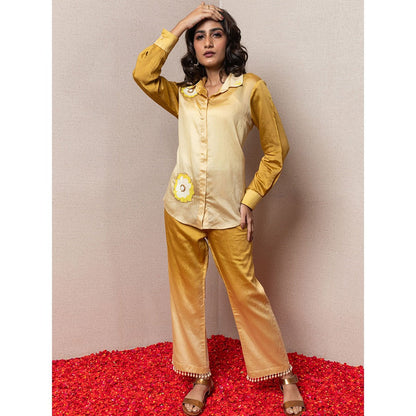 LABEL KIARSH Ombre Mustard Embellished Co-Ord (Set of 2)