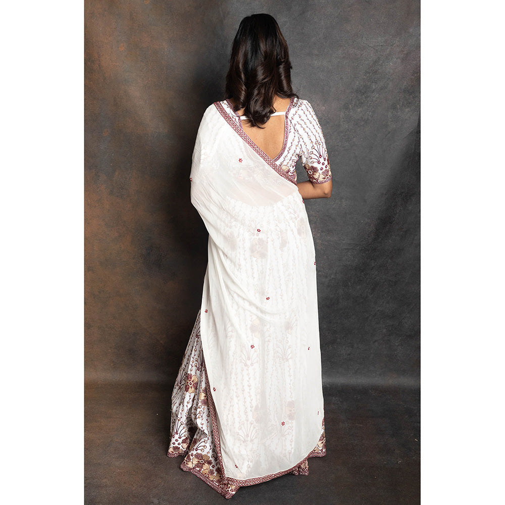 LABEL KIARSH Fusion White Lehenga with Blouse and Dupatta (Set of 3)