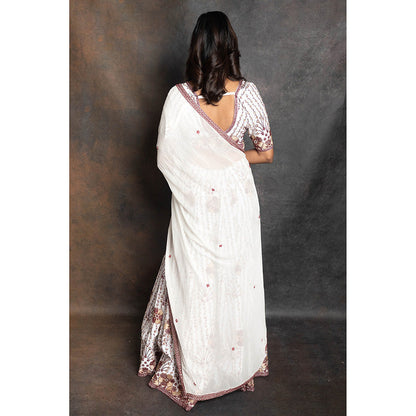 LABEL KIARSH Fusion White Lehenga with Blouse and Dupatta (Set of 3)