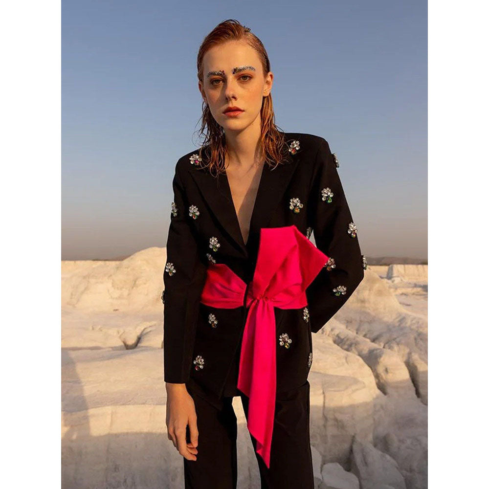 Label Iris Black Embellished Co-Ord (Set of 2)