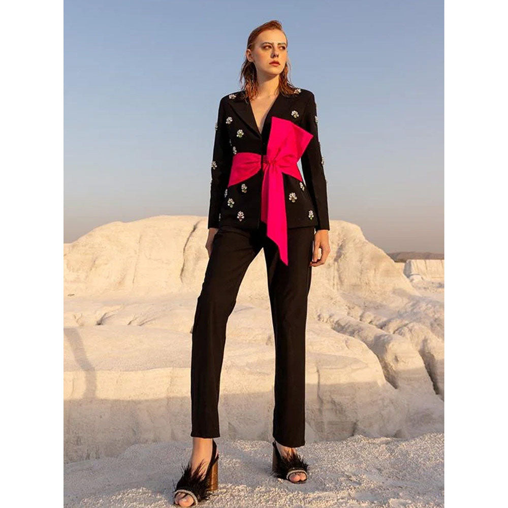 Label Iris Black Embellished Co-Ord (Set of 2)