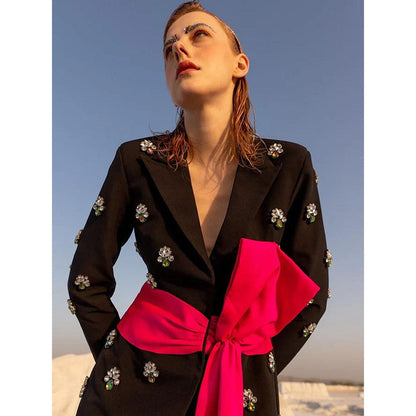 Label Iris Black Embellished Co-Ord (Set of 2)