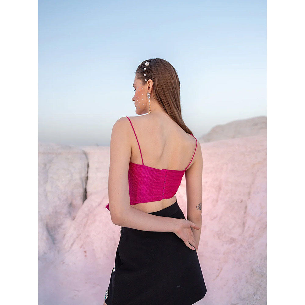 Label Iris Fuchsia Pink Knot Crop Top