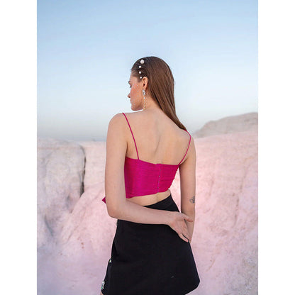Label Iris Fuchsia Pink Knot Crop Top
