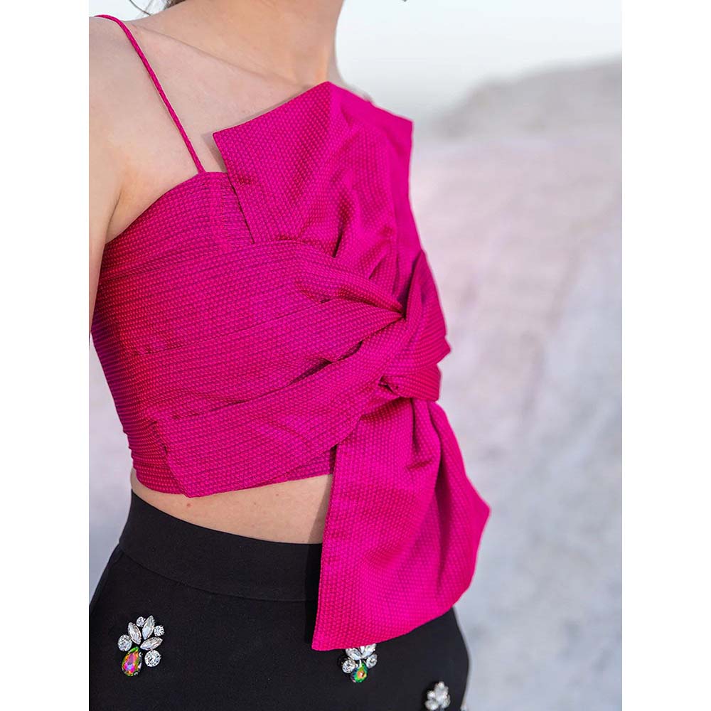 Label Iris Fuchsia Pink Knot Crop Top