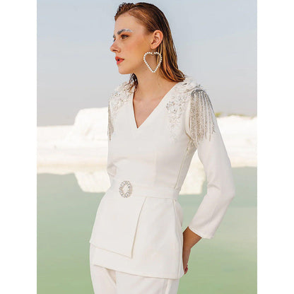 Label Iris Ivory Embellished Co-Ord (Set of 2)