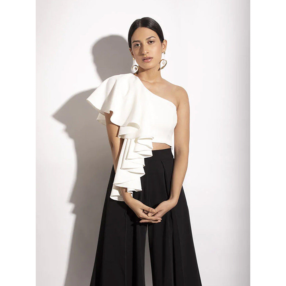 Label Iris Ivory Ruffle Crop Top