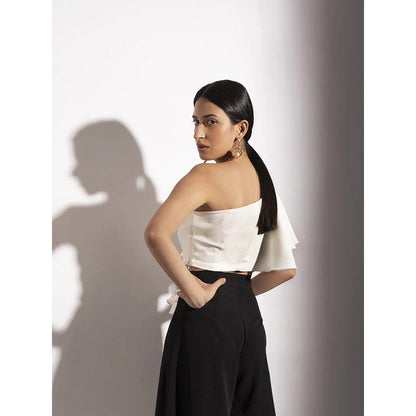 Label Iris Ivory Ruffle Crop Top