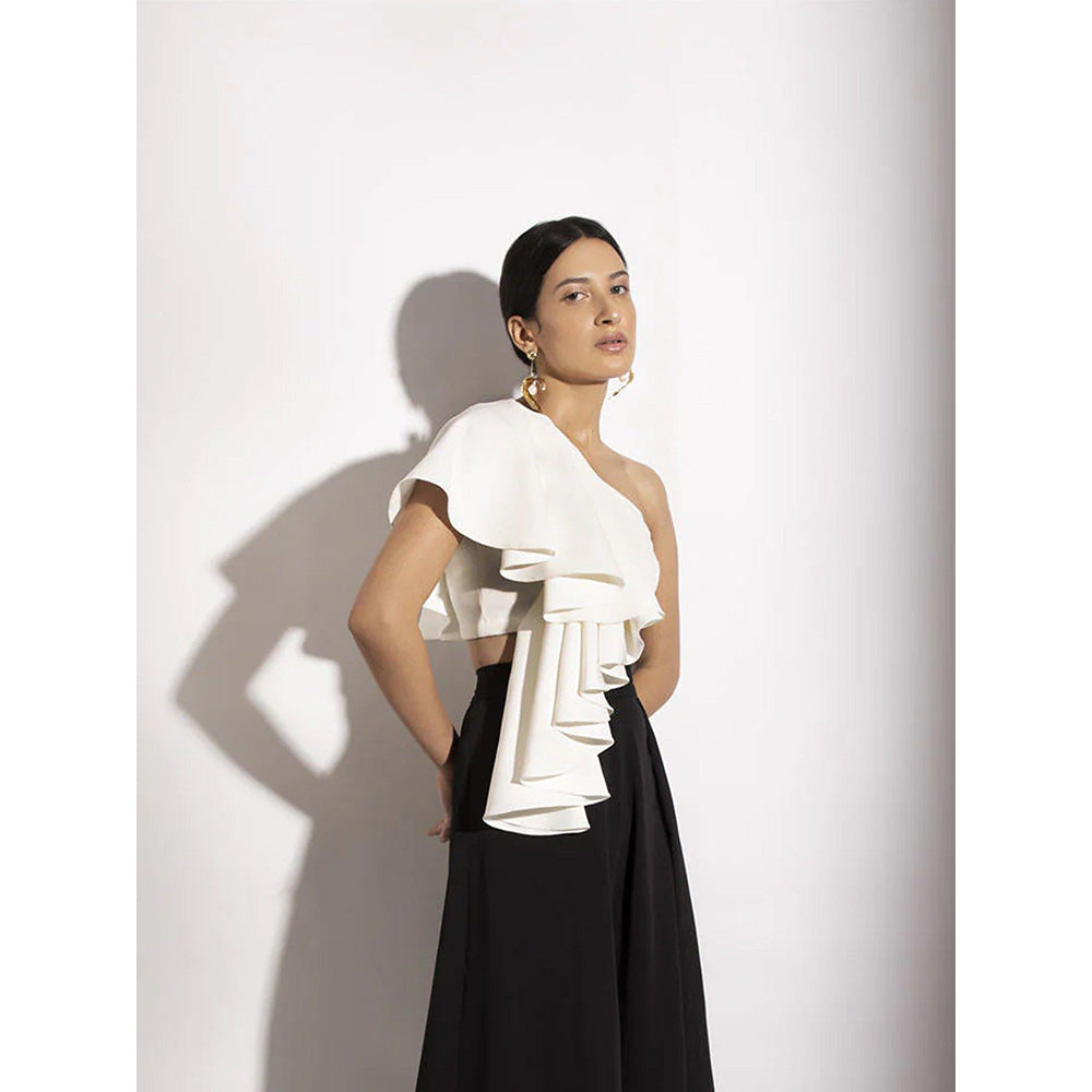 Label Iris Ivory Ruffle Crop Top