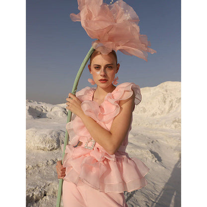 Label Iris Blush Pink Organza Co-Ord (Set of 3)