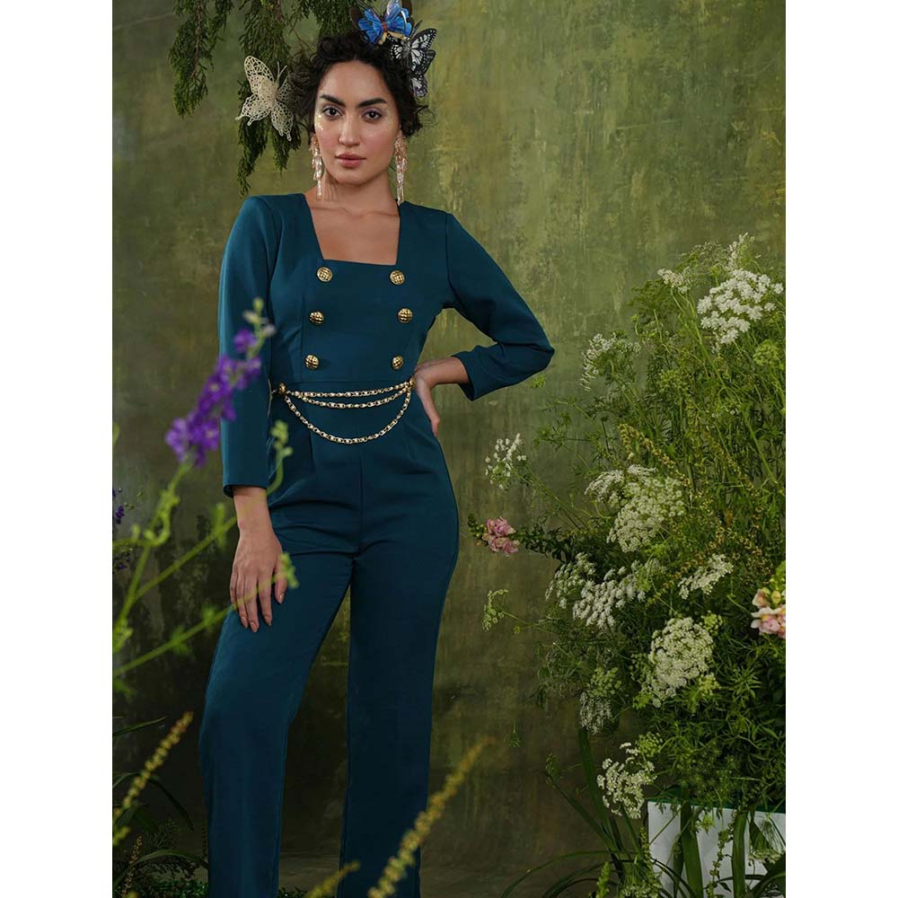 Label Iris Teal Chain Jumpsuit