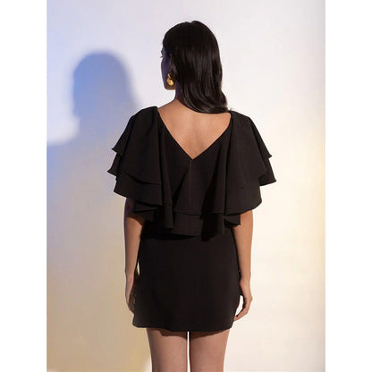 Label Iris Black Ruffle Mini Dress