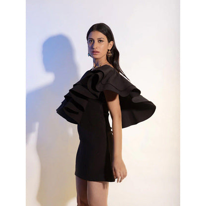 Label Iris Black Ruffle Mini Dress