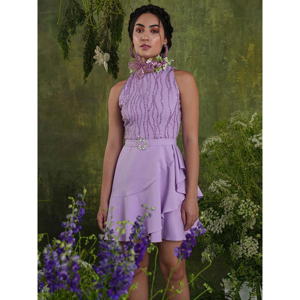 Label Iris Lavender Sequin Mini Dress
