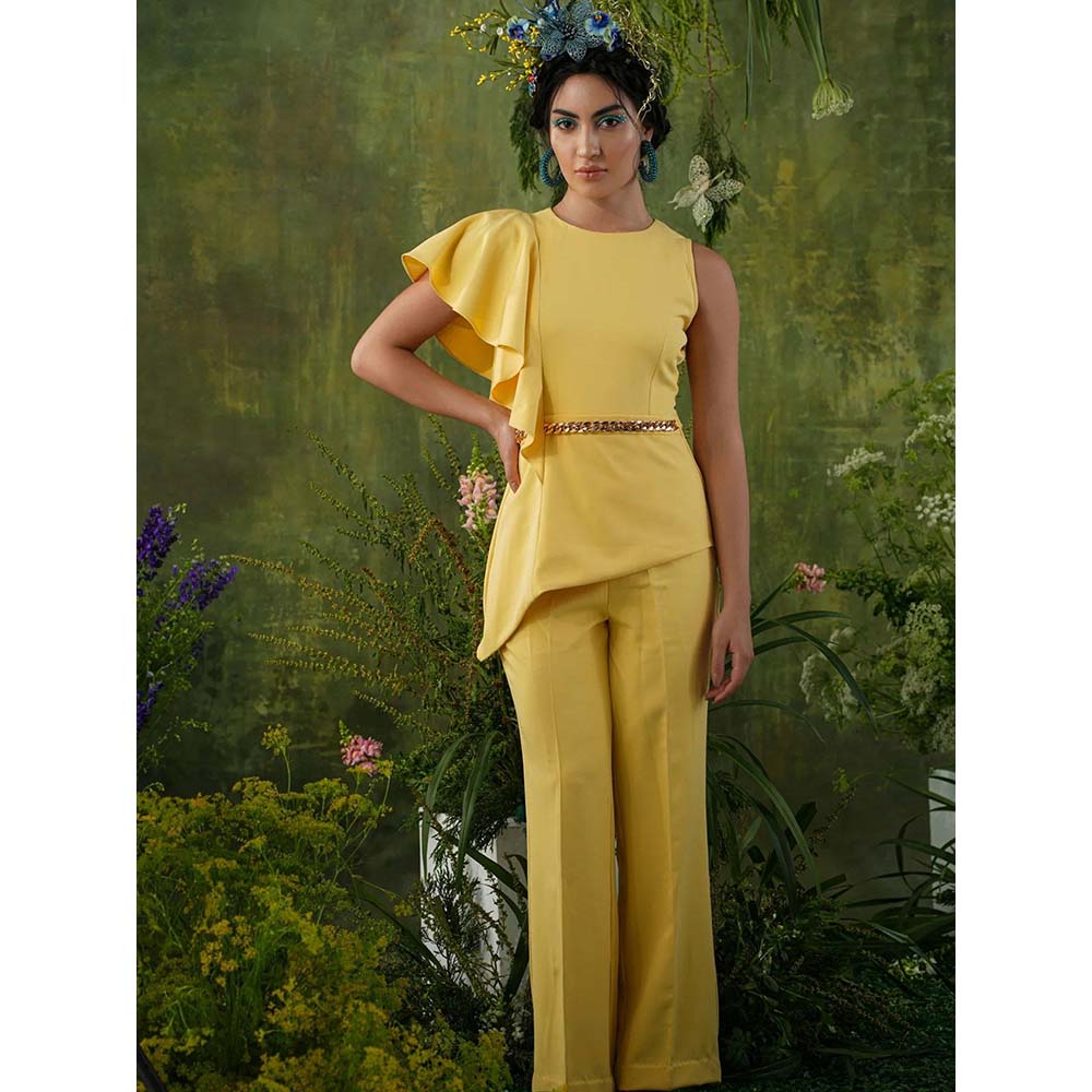 Label Iris Yellow Chain Ruffle Co-Ord (Set of 2)