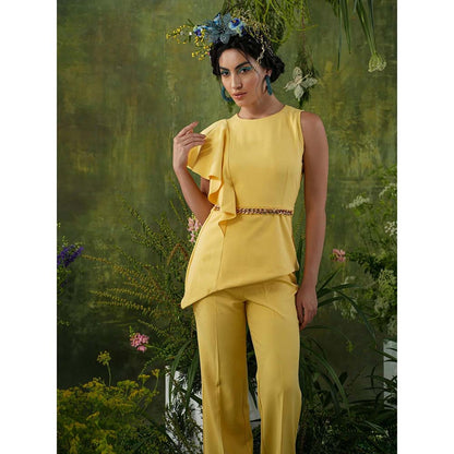 Label Iris Yellow Chain Ruffle Co-Ord (Set of 2)