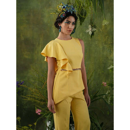 Label Iris Yellow Chain Ruffle Co-Ord (Set of 2)