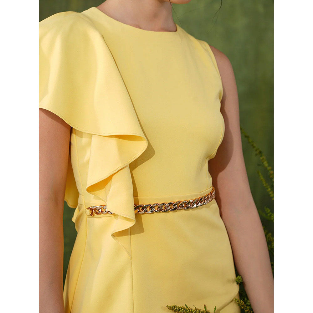 Label Iris Yellow Chain Ruffle Co-Ord (Set of 2)