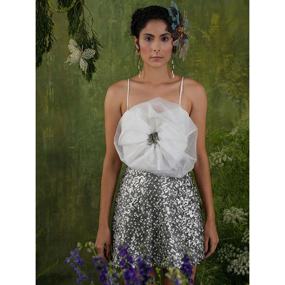 Label Iris Silver Sequins Mini Skirt