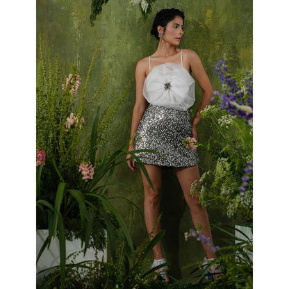 Label Iris Silver Sequins Mini Skirt