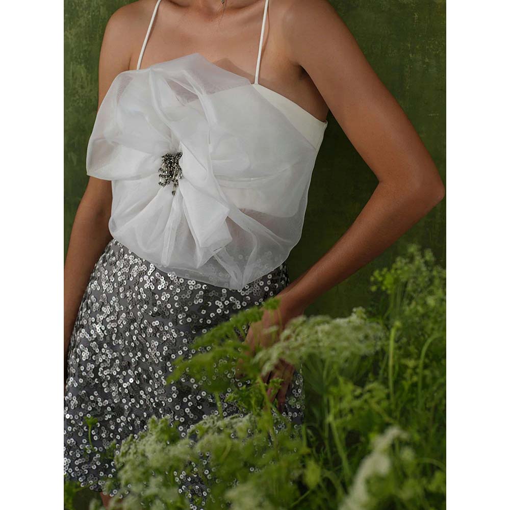 Label Iris Silver Sequins Mini Skirt