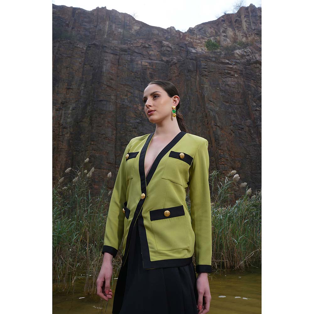 Label Iris Olive Jacket And Skirt (Set of 2)