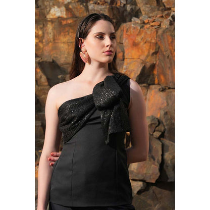 Label Iris Black Sequin Bow Co-Ord (Set of 2)