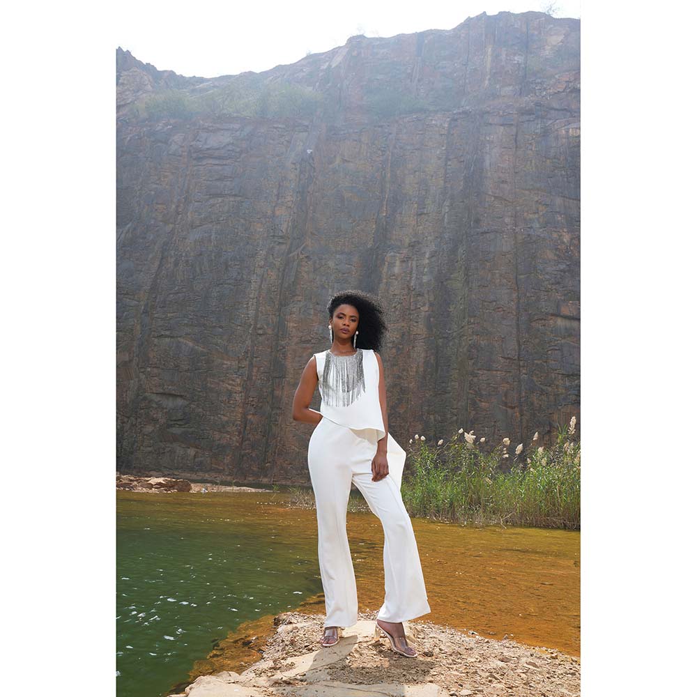 Label Iris Ivory Drape Jumpsuit