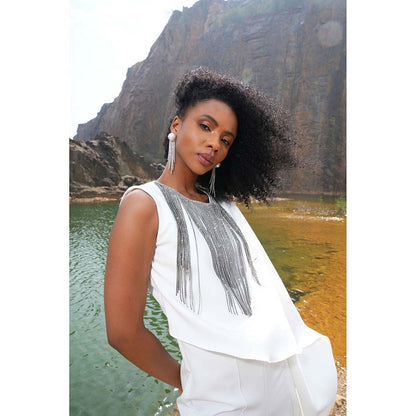 Label Iris Ivory Drape Jumpsuit