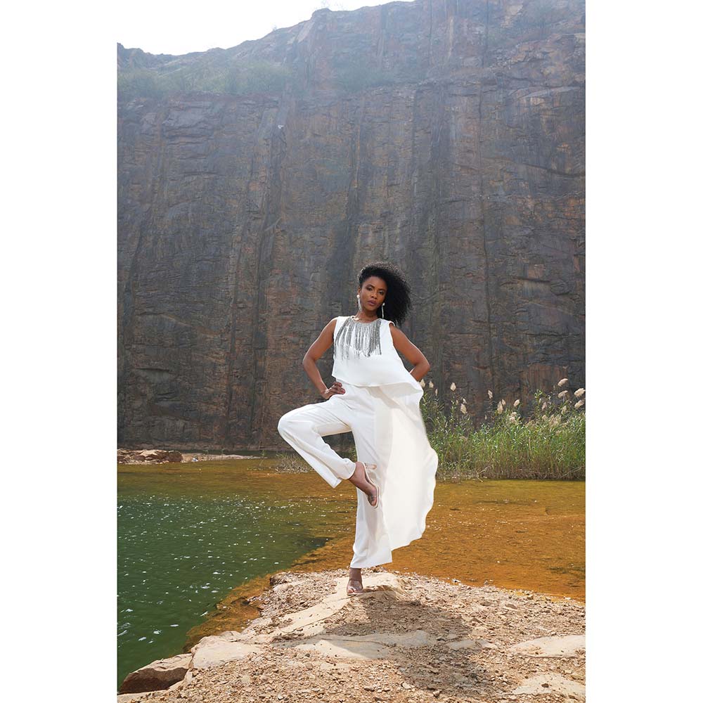 Label Iris Ivory Drape Jumpsuit