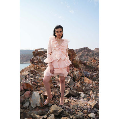 Label Iris Peach Organza Ruffle Co-Ord (Set of 3)