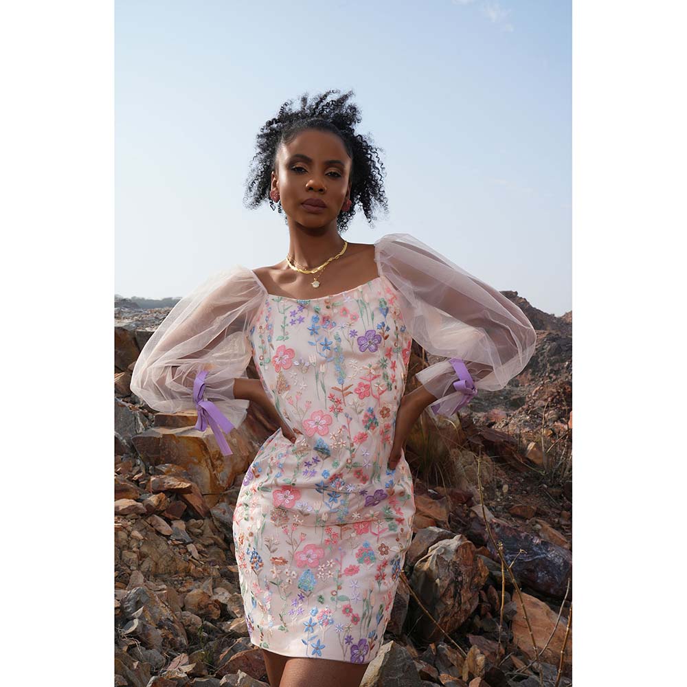 Label Iris Peach Floral Sheath Dress