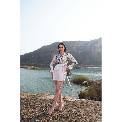 Label Iris Cream Floral Playsuit