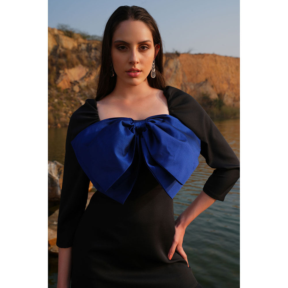 Label Iris Black And Blue Bow Dress