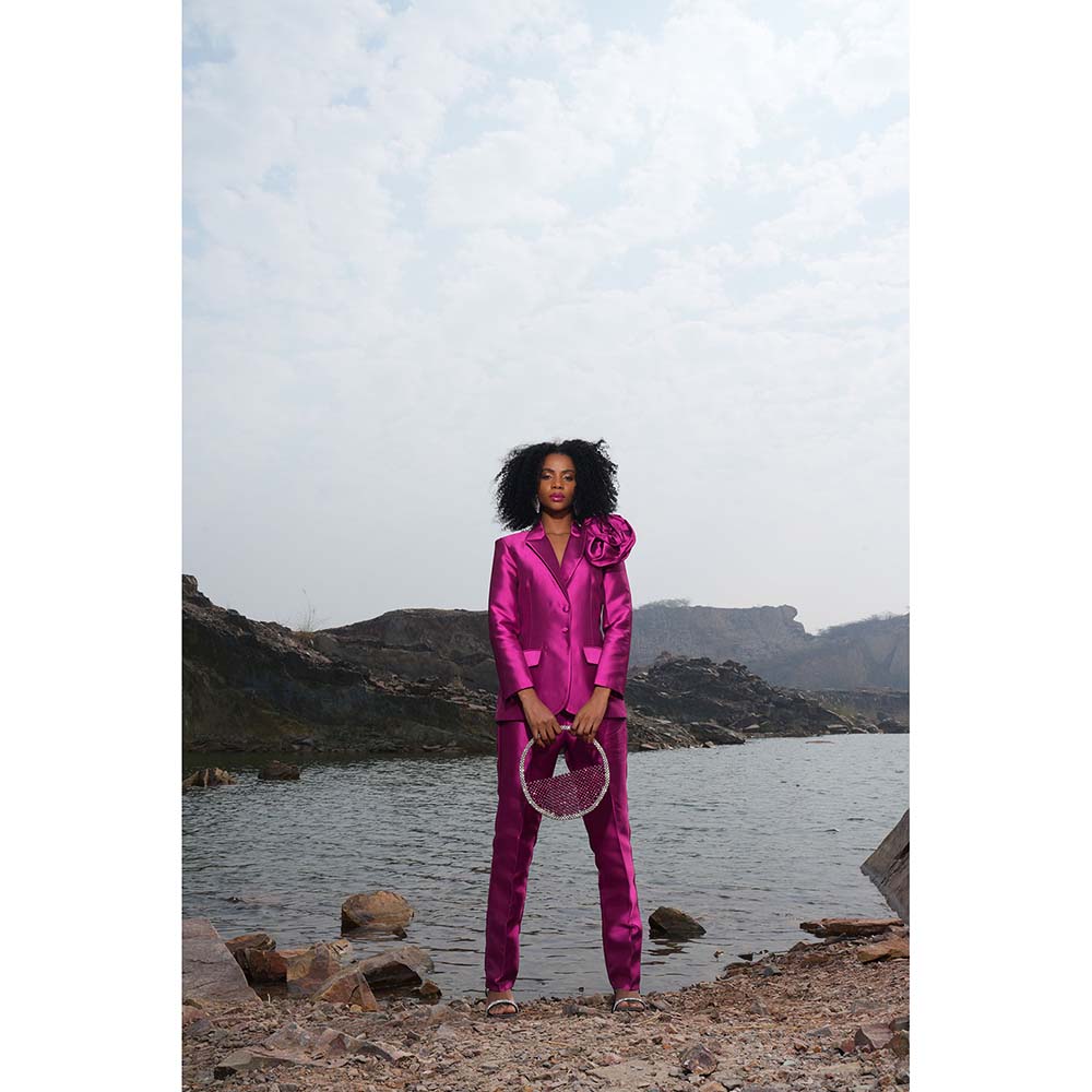 Label Iris Fuchsia Pink Jacket With Pant (Set of 2)