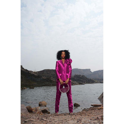Label Iris Fuchsia Pink Jacket With Pant (Set of 2)