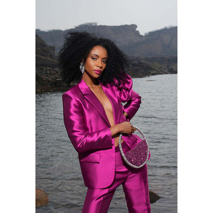 Label Iris Fuchsia Pink Jacket With Pant (Set of 2)