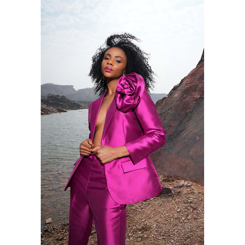 Label Iris Fuchsia Pink Jacket With Pant (Set of 2)