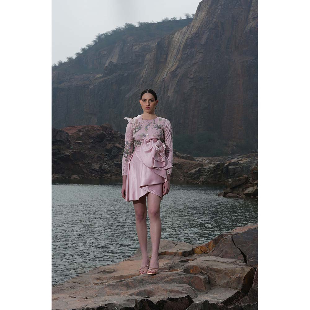 Label Iris Pink Floral Drape Dress