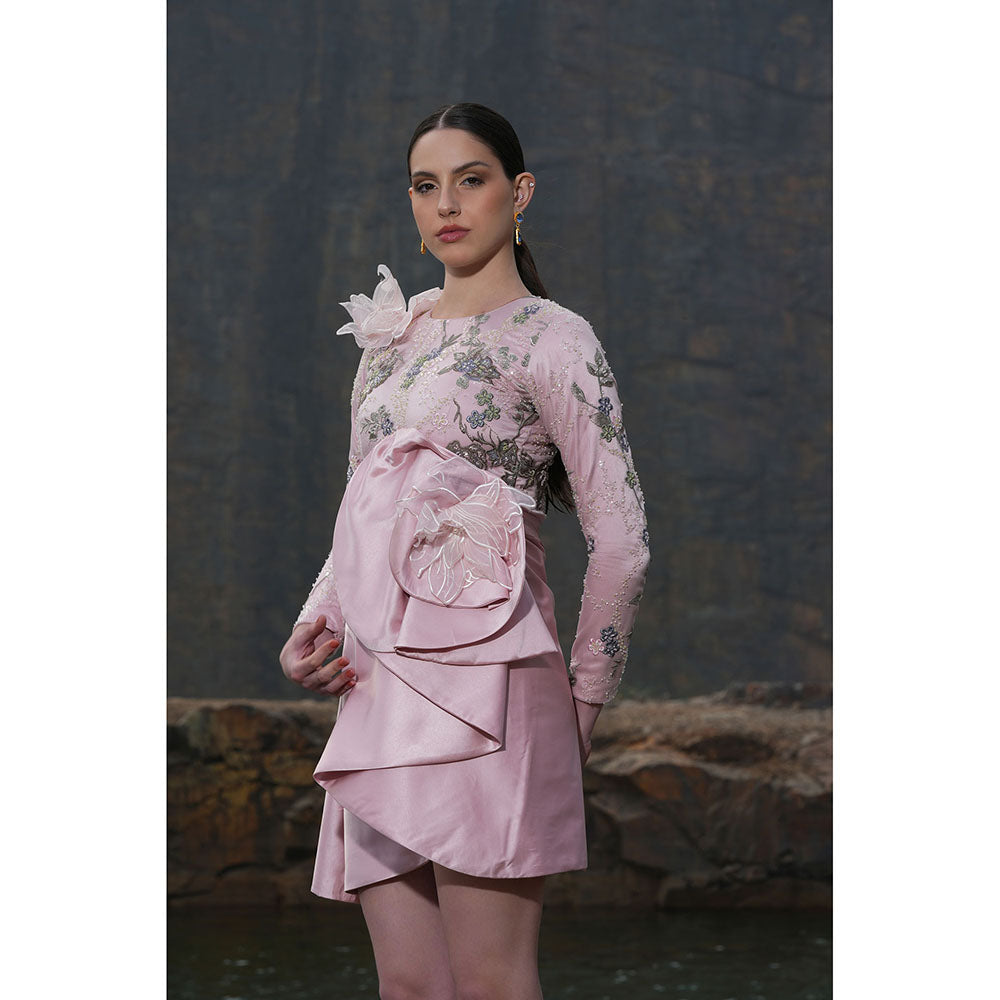 Label Iris Pink Floral Drape Dress