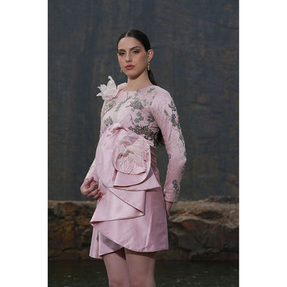 Label Iris Pink Floral Drape Dress