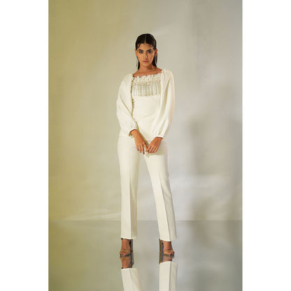 Label Iris Ivory Floral Fringe Co-Ord (Set of 2)