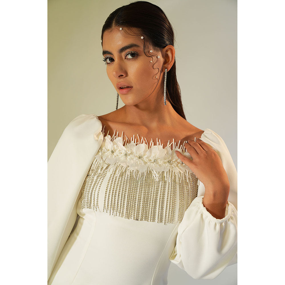 Label Iris Ivory Floral Fringe Co-Ord (Set of 2)