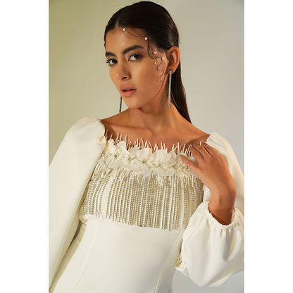 Label Iris Ivory Floral Fringe Co-Ord (Set of 2)