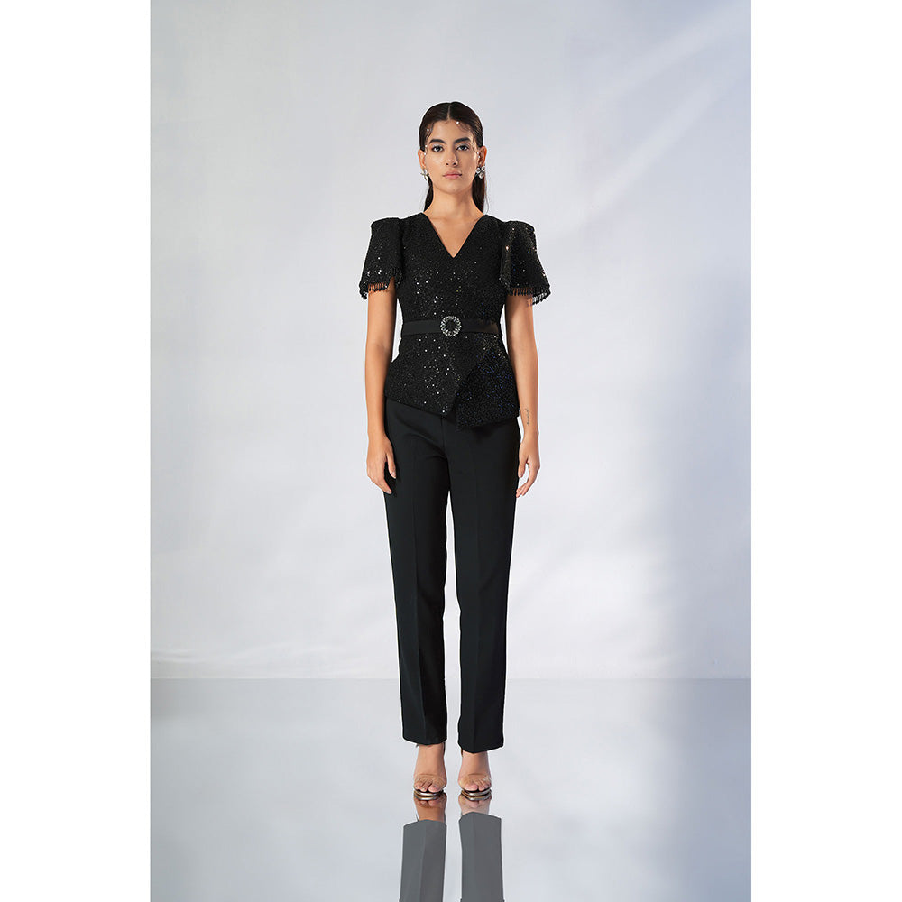 Label Iris Black Sequin Beaded Co-Ord (Set of 3)