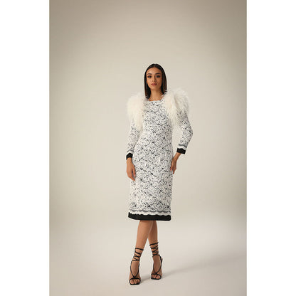 Label Iris Ivory Lace Feather Dress